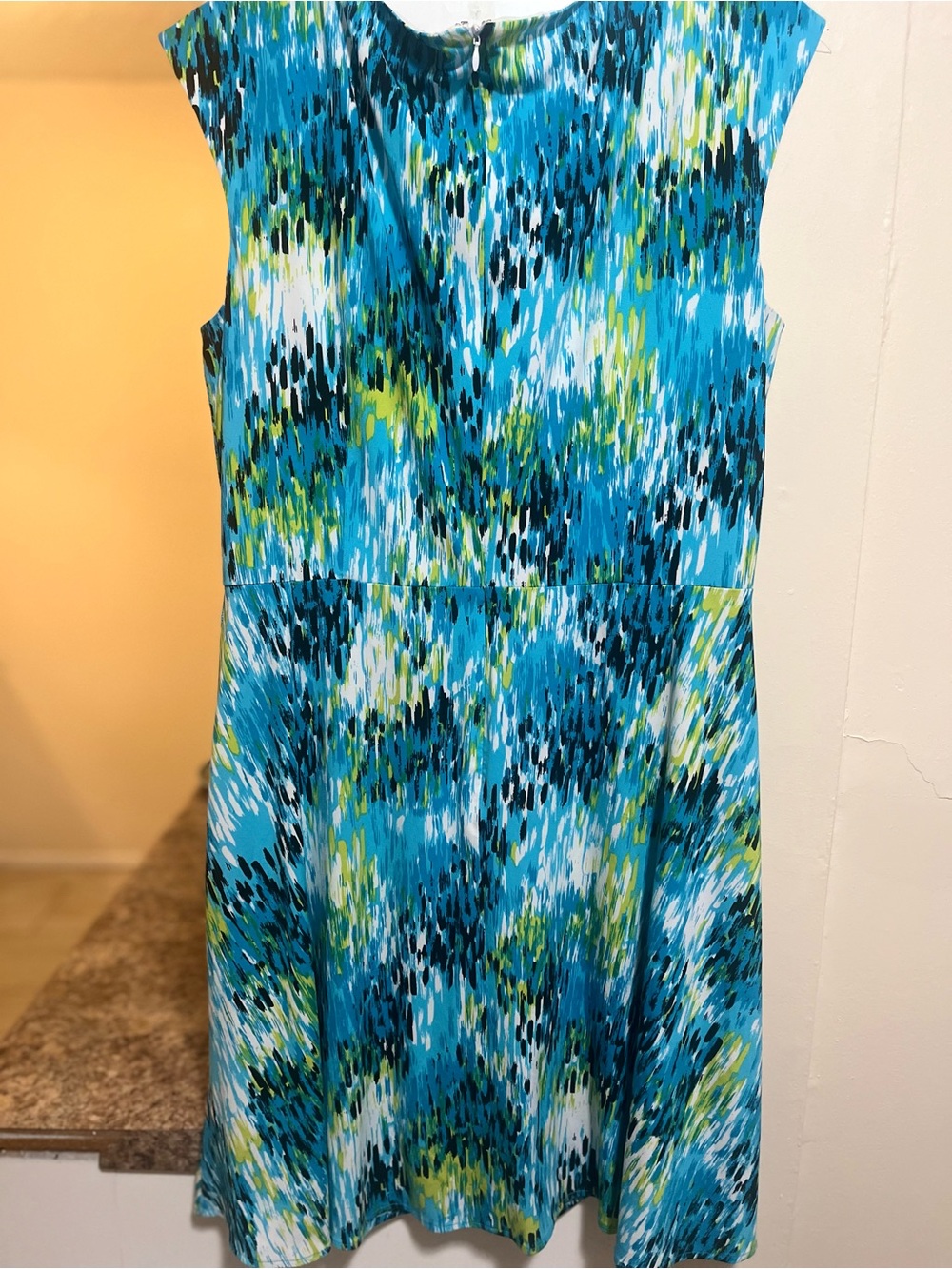 Turquoise Multi-Print Sleeveless Midi Dress